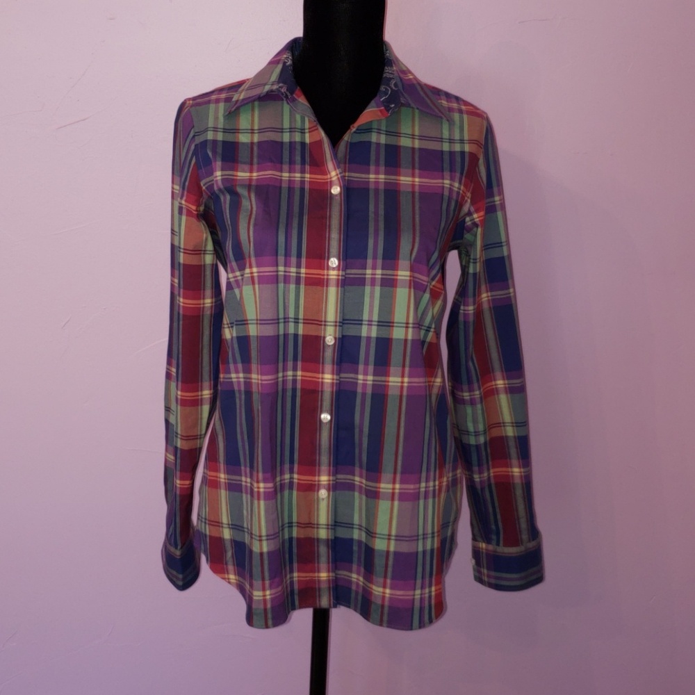 Chaps Plaid Button Down Shirt sz M